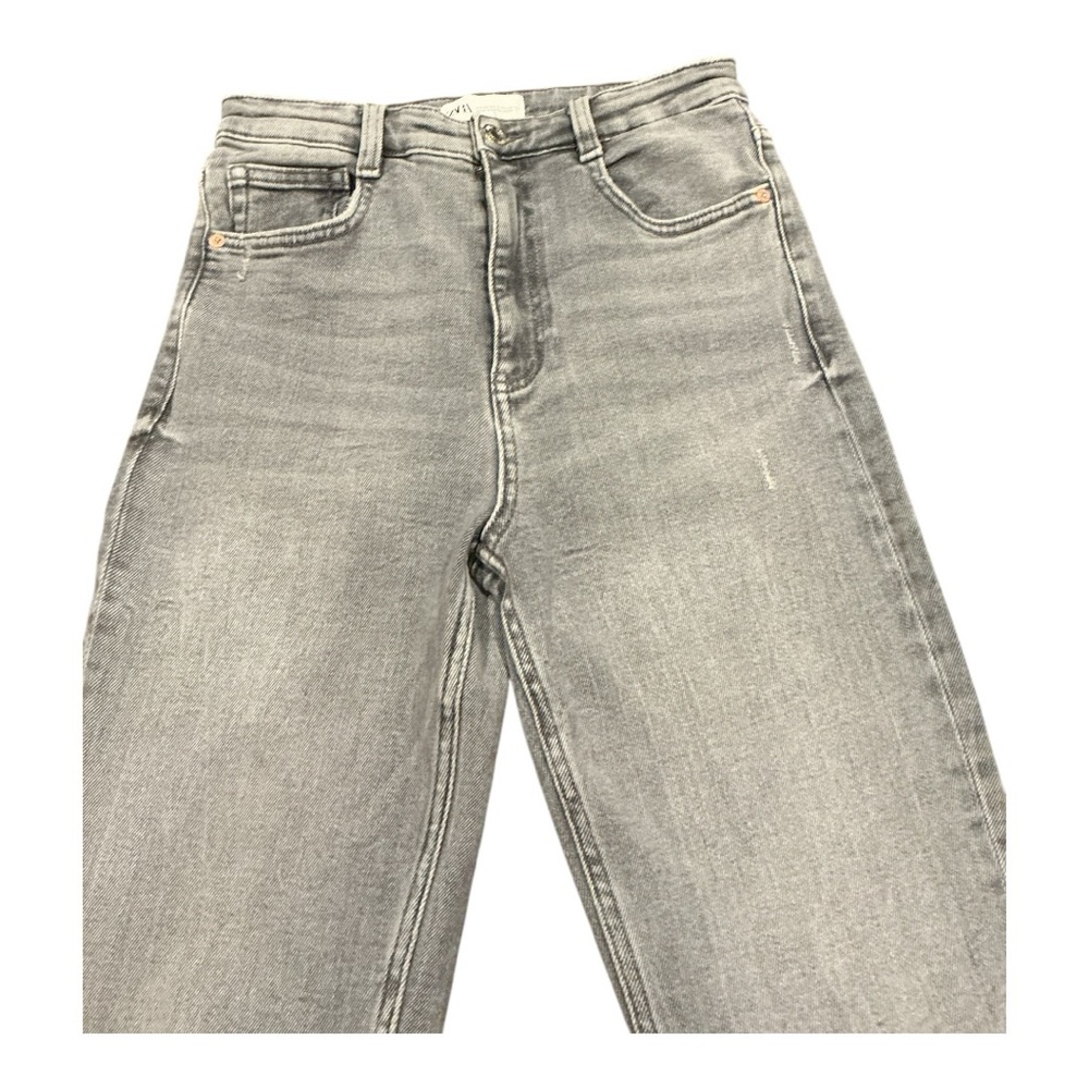 ZARA Women High Rise Straight Leg Jeans – Gray Washed – Size 4 - Picture 3 of 10